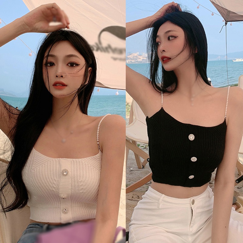 Áo croptop dệt kim thiết kế màu trơn sành điệu cho nữ