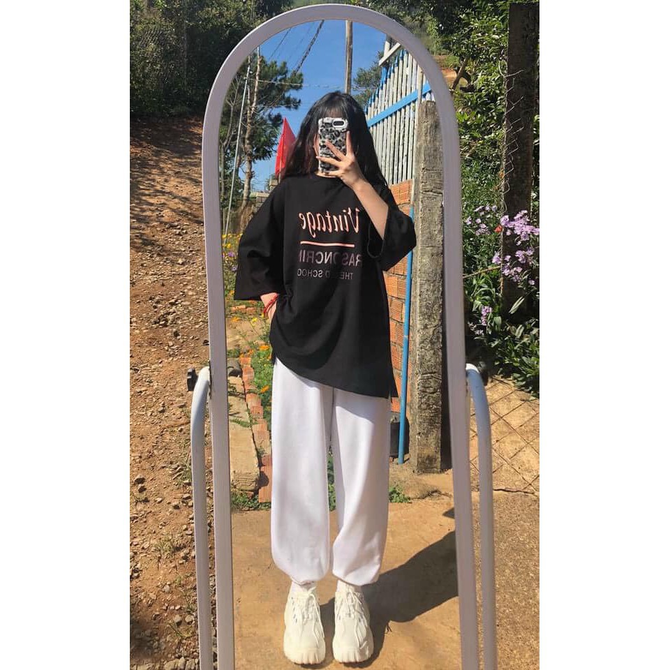 [Mã FAGREEN245 giảm 10% tối đa 30K đơn 99K] Sét bộ áo thun in chữ vintage kèm quần bom phong cách Basic Hàn Quốc | BigBuy360 - bigbuy360.vn