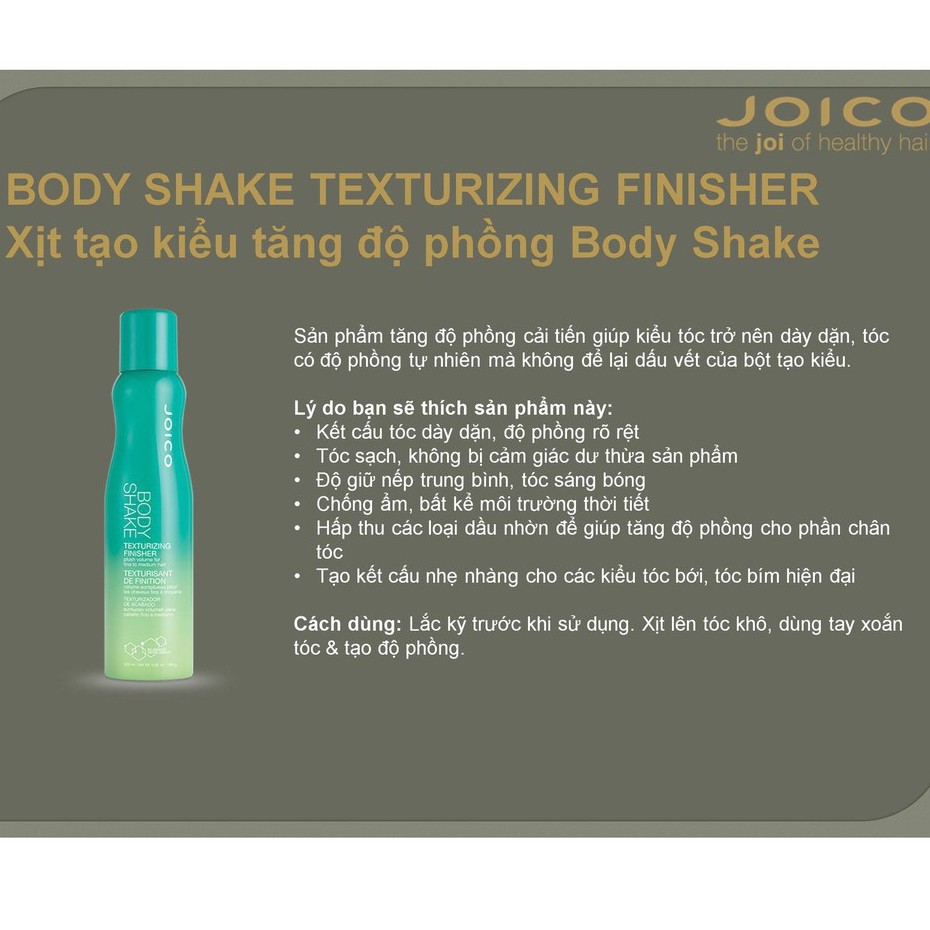 Xịt Tạo Kiểu và Tăng Độ Phồng JOICO Body Shake Texturizing Finisher 250ml