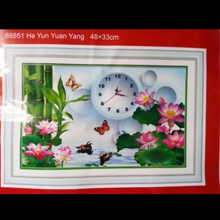 TRANH THÊU CHỮ THẬP- Đồng Hồ Hoa Sen 88851