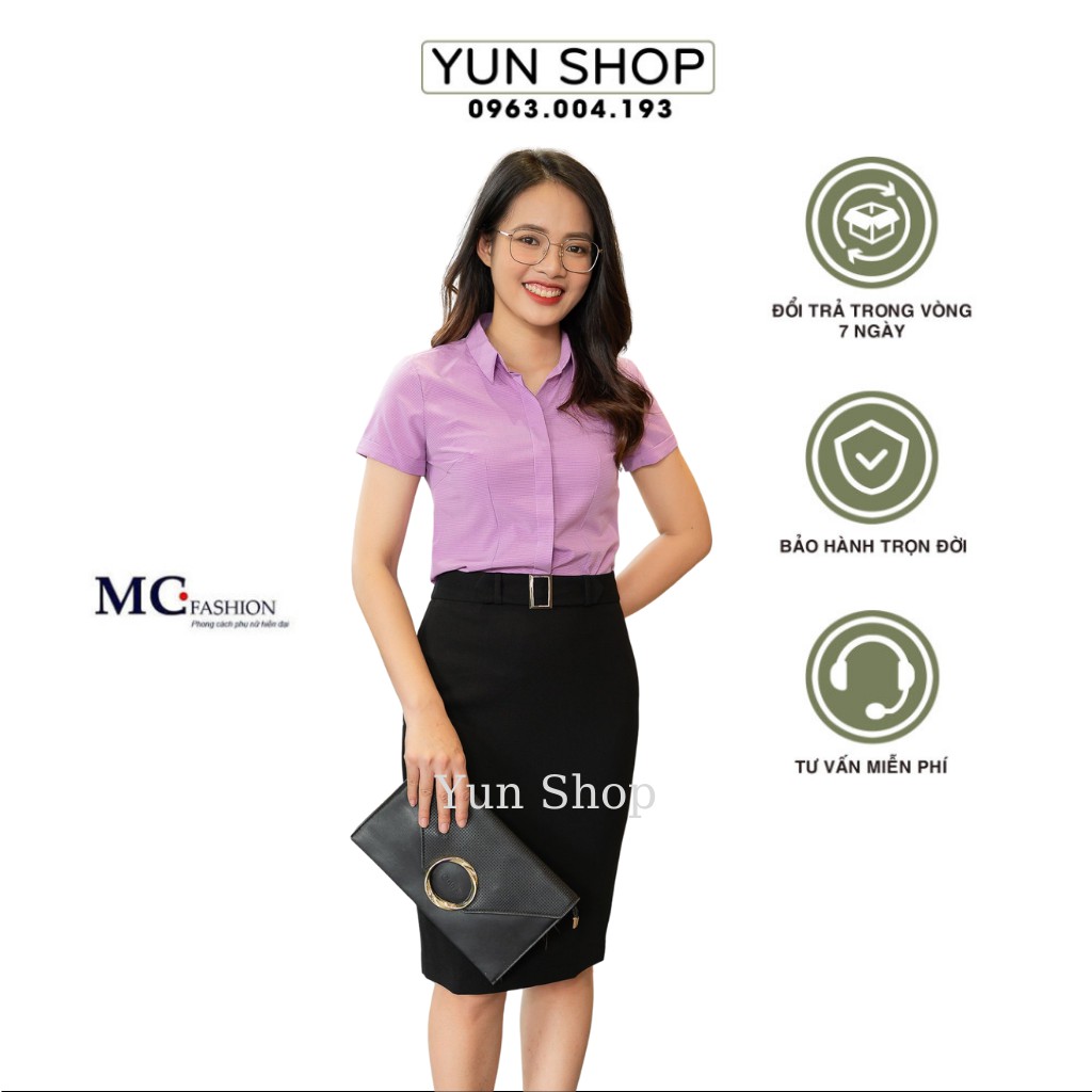 Áo Sơ Mi Nữ Đẹp, Áo Sơ Mi Nữ Tay Ngắn Họa tiết Kẻ Tăm Đẹp Chuẩn Hãng MC fashion Đủ size S M L XXl A66