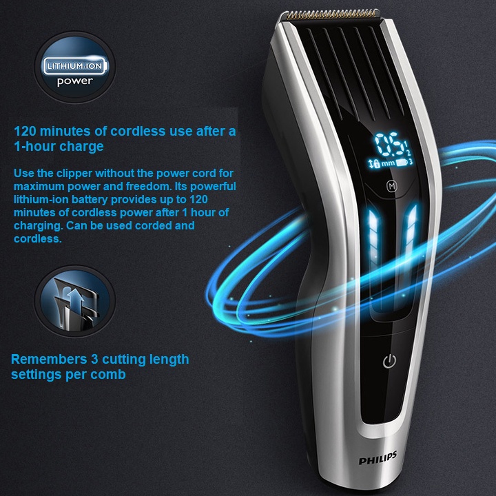 Tông đơ cắt tóc Philips Hair Clipper Series 9000 / HC9450/15 with Digital Swipe interface