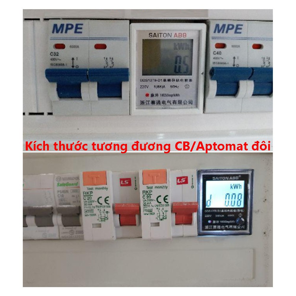 Công tơ điện tử SAITON ABB 65A DDS1278-D1 đo đếm công suất điện năng tiêu thụ - có thể Reset