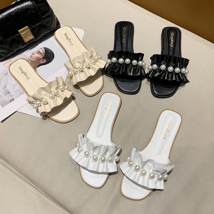 Dép Quai Ngang Đính Ngọc Trai Xinh Xắn Dành Cho Nữ | BigBuy360 - bigbuy360.vn