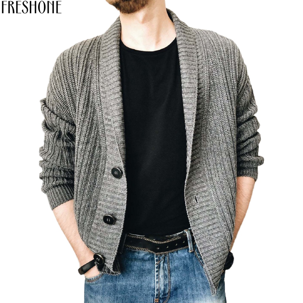 Áo Khoác Sweater Dệt Kim Giữ Ấm Màu Sắc Đơn Giản 6 Màu Lựa Chọn Cho Nam Giới