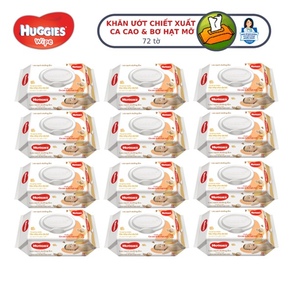 Khăn ướt cao cấp Huggies bơ hạt mỡ 72 Miếng