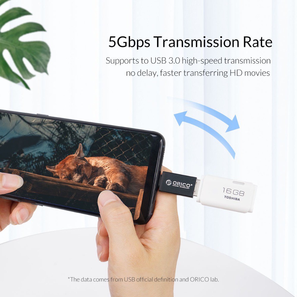 Đầu chuyển ORICO OTG Usb Type C to USB 3.0 5Gbps truyền dữ liệu chuyển đổi cắm chuột | Vỏ nhôm có móc khoá