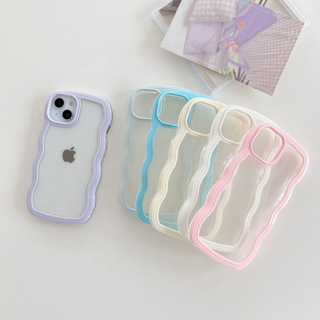 Ốp Điện Thoại Trong Suốt Họa Tiết Lượn Sóng 2 Trong 1 Cho iphone 13 12 pro max 11 XS X XR 13-X XR Sự Bảo Vệ