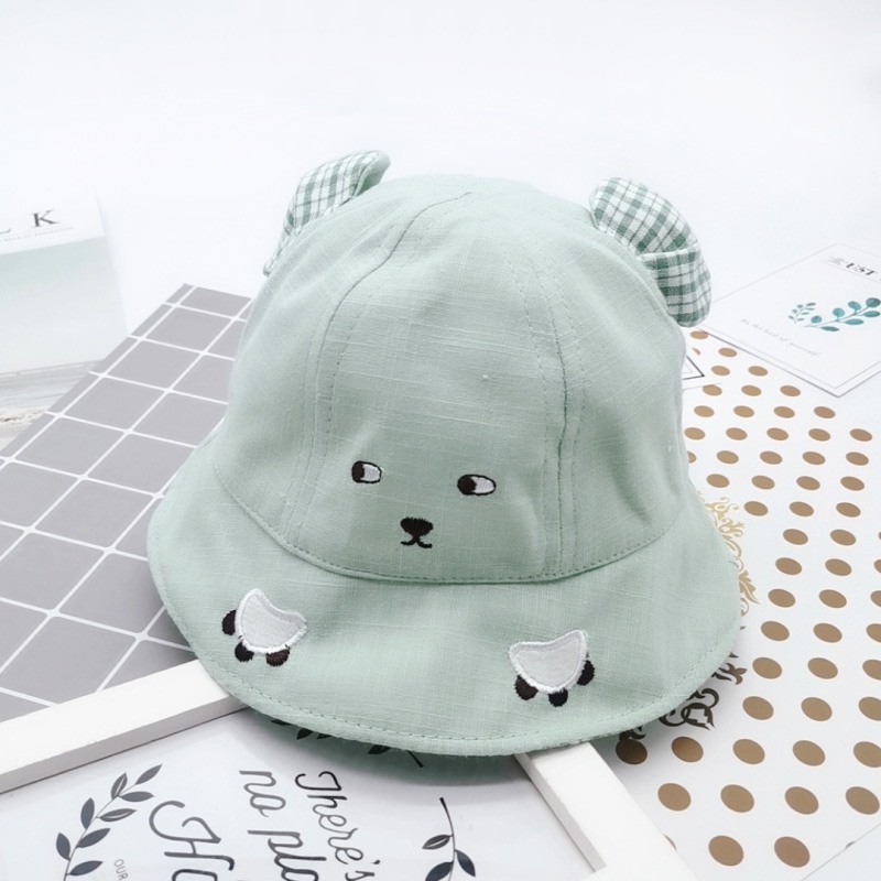 Mũ Tròn Tai Gấu Họa Tiết Hoạt Hình Cho Bé