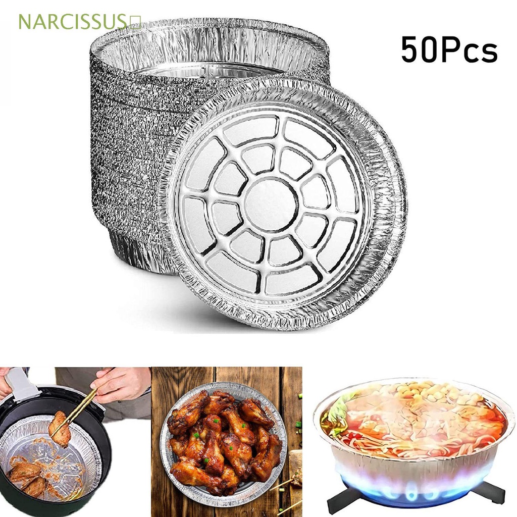 Set 50 Khay Thiếc Lá Nhôm Không Dính Dùng Một Lần Để Nướng Bánh Hoặc Hấp Lò Vi Sóng
