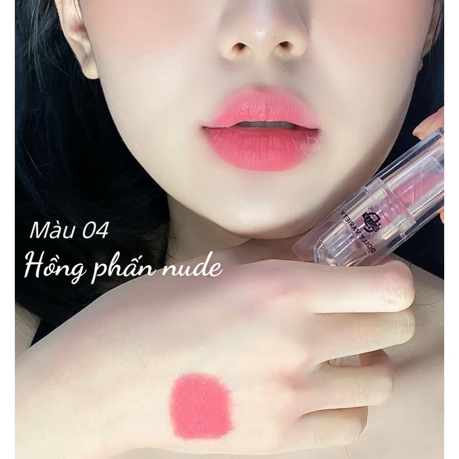 [04 Hồng Phấn Nude] Son Sáp Phủ Phấn Dolly Variety Colour Không Chì Siêu Lì Mềm Môi Vỏ Trong Suốt