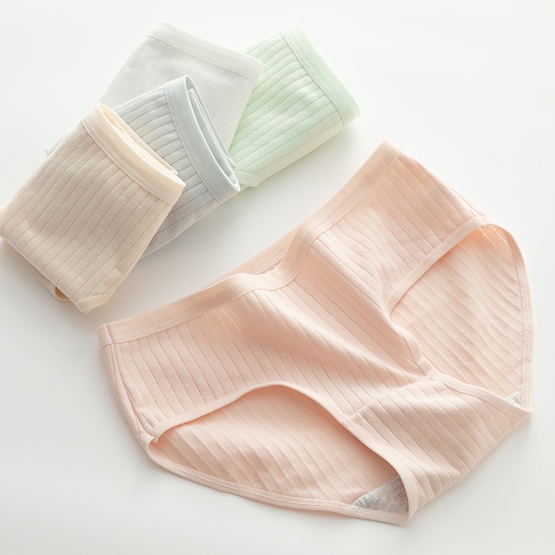 Quần Lót Morandi Cotton Thoáng Khí Lưng Vừa Màu Trơn Đơn Giản Phong Cách Nhật Bản Cho Nữ
