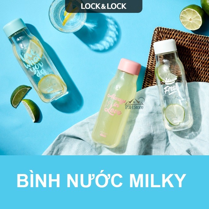 [Mã SKAMA07 giảm 8% tối đa 50K đơn 250K] Bình nước nhựa Lock&amp;Lock Milky dung tích 500ml BPA Free HAP654