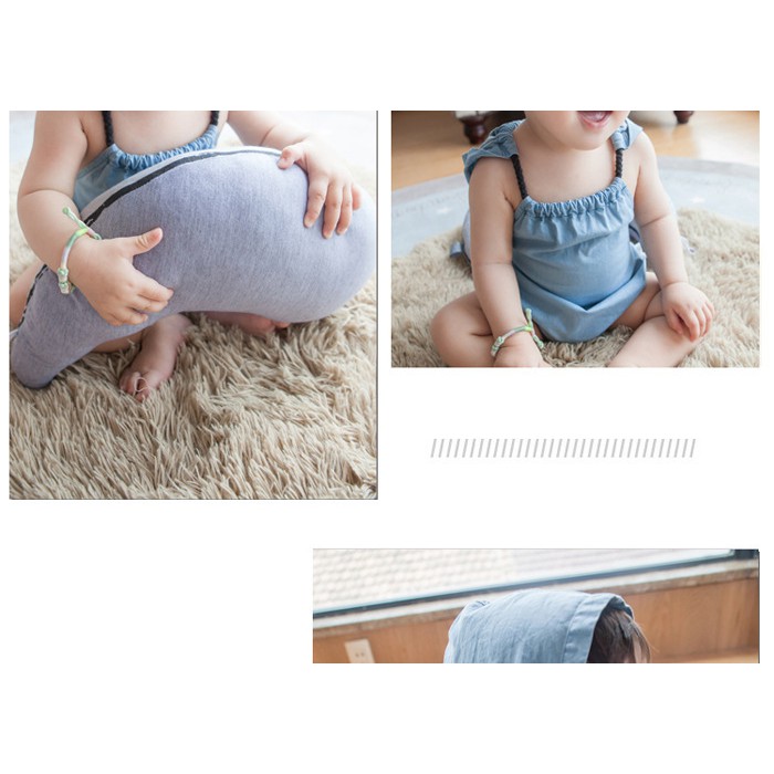 Áo Liền Quần Sanlutoz Denim Màu Xanh Dương Có Mũ Dễ Thương Thời Trang Mùa Hè Cho Bé