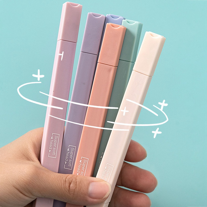 Set 6 Bút Dạ Quang Đầu Mềm Dễ Thương Nhiều Màu Sắc