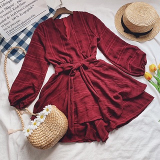 JUMPSUIT ĐỎ TẦNG CỘT EO