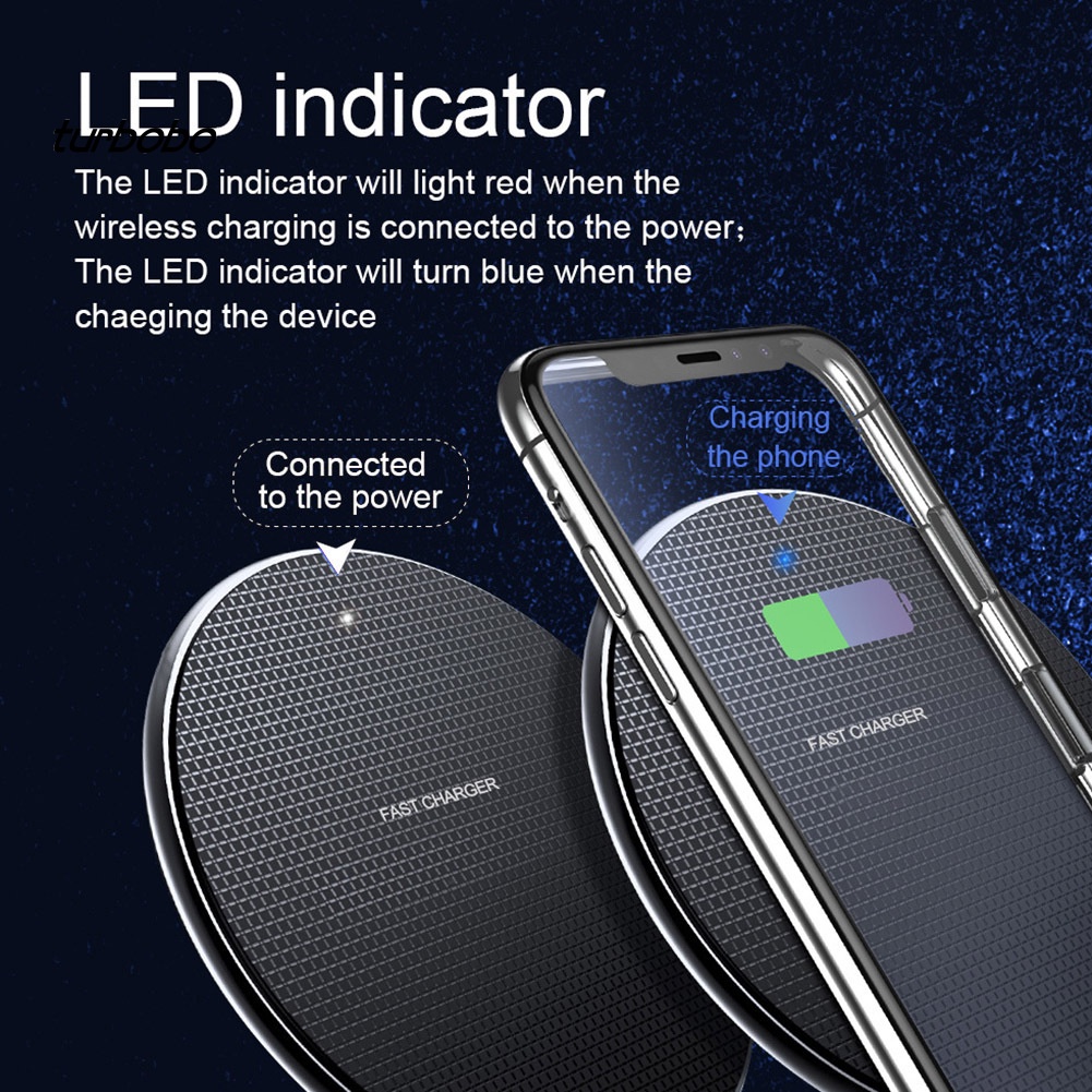 Đế Sạc Nhanh Không Dây 10w Hình Tròn Mỏng Cho Iphone Android Điện Thoại