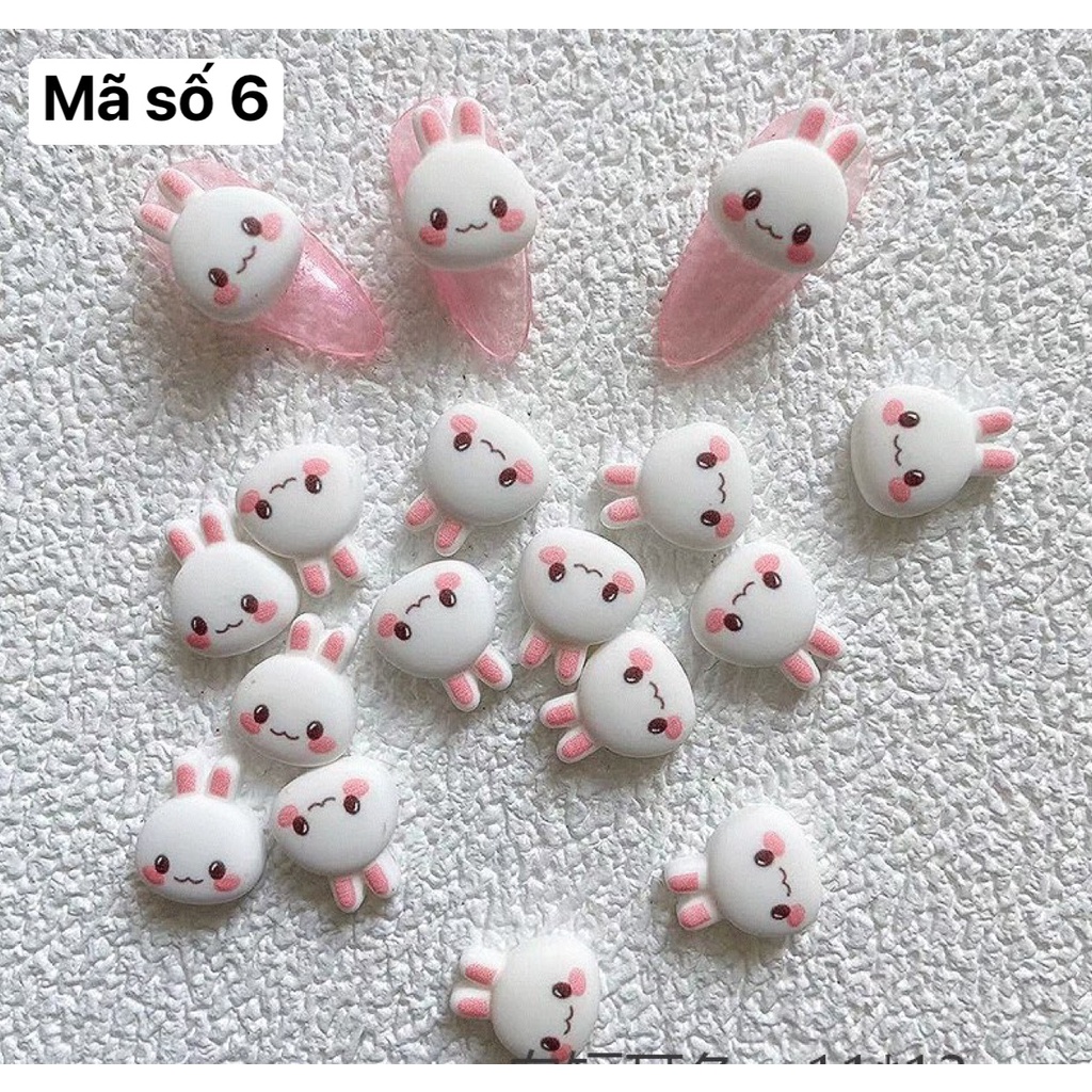 Set 10 chamr hình thỏ trắng 06