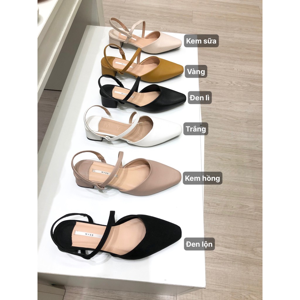 Giày nữ cao gót mũi vuông dây chéo 3cm MYSS - CG40