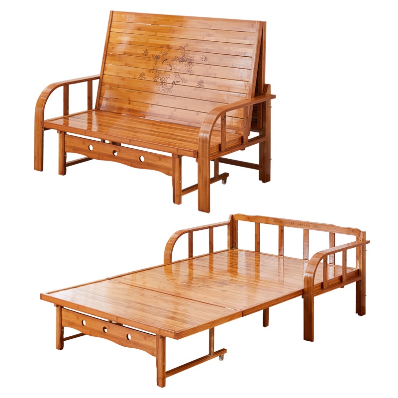 Sofa Giường Tre Cao Cấp KT 120x190cm hoặc 150x190cm, Giường Ngủ Gấp Gọn Thành Ghế Sofa Thông Minh Tặng Gối và Đệm