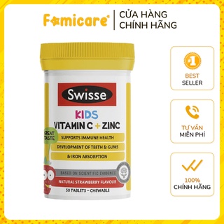 Kẹo bổ sung Vitamin C và kẽm cho trẻ Swisse Kids Vitamin C + Zinc hộp 50 Viên