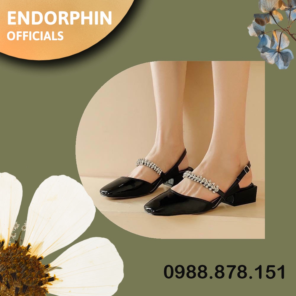 Sandal cao gót bít mũi đính đá 2/3 phân nhà ENDORPHIN OFFICIALS mã T2-71