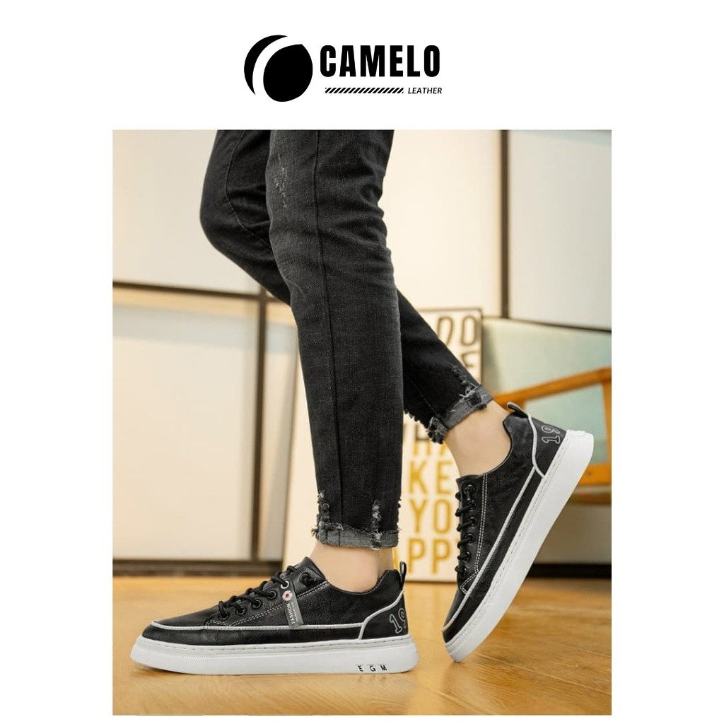 Giày Sneaker Thể Thao Da Đen Cao Cấp-Giày Sneaker Phong Cách Hàn Quốc CAMELO BC02T | BigBuy360 - bigbuy360.vn