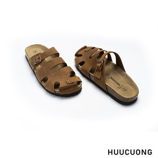 Dép sandal bít mũi da bò đế trấu
