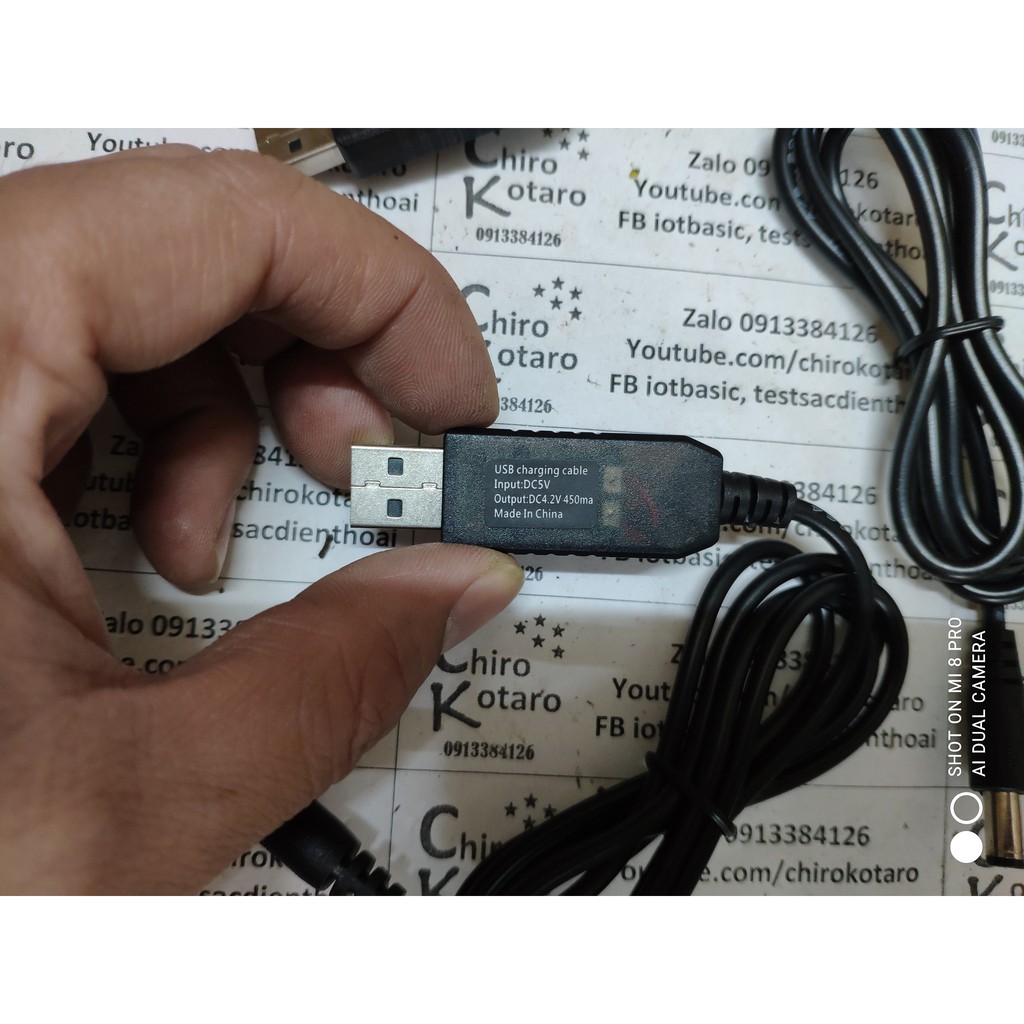 Đầu sạc bộ pin li-ion 1S 4.2V/2S 8.4V/ 3S 12.6V dùng nguồn adapter điện thoại 5V hoặc sạc dự phòng