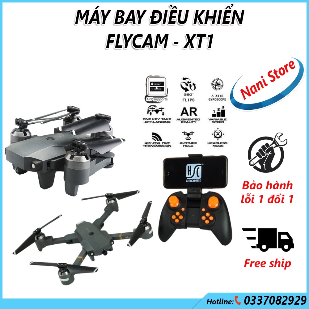 [Top sale] - Flycam mini,Máy bay điều khiển từ xa XT-1 kết nối Wifi quay phim chụp ảnh Full HD 720P. Bảo hành 1 đổi 1