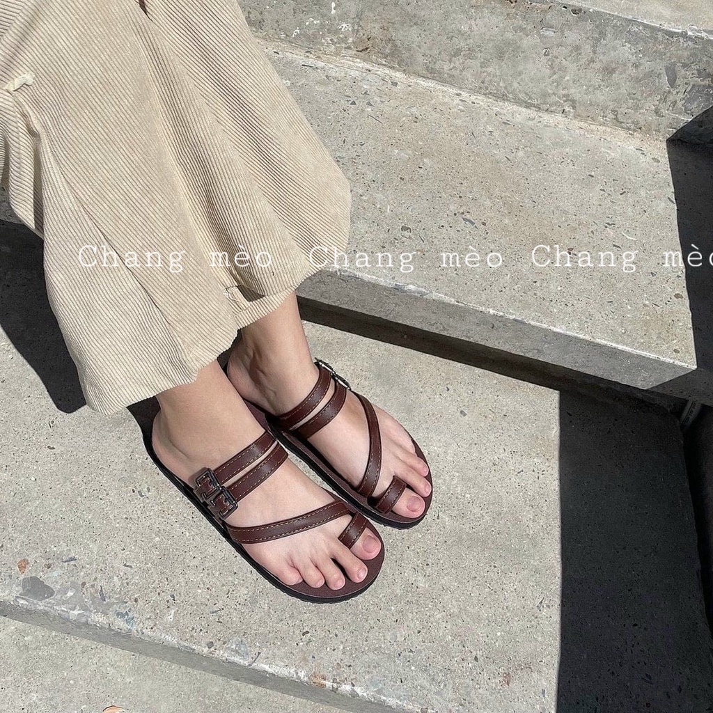 Dép nữ [M81] Dép quai ngang màu nâu