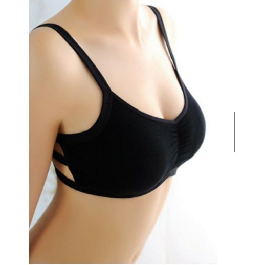 Áo bra nữ 3 dây thể thao nâng ngực đen trắng be học sinh dậy thì - Áo bralette cotton mềm không gọng mút mỏng YLY41