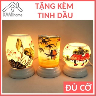 Sỉ, lẻ Đèn xông tinh dầu Sứ hình Ống Trứng Tròn Tặng Tinh dầu đuổi muỗi thơm phòng