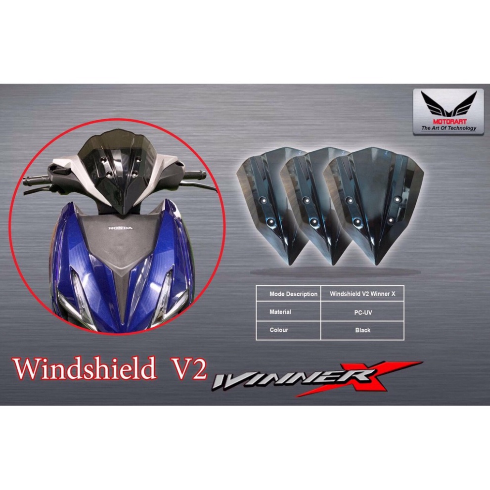 KÍNH CHẮN GIÓ WINNER X CHÍNH HÃNG MOTOR ART(version 2) Ảnh thật Sp