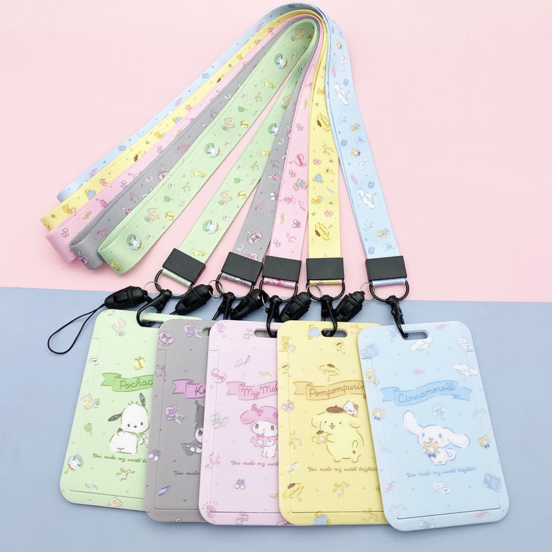 Bao Đựng Thẻ Xe Buýt Thẻ Hình Hello Kitty Melody Kèm Dây Đeo Cho Bé Gái