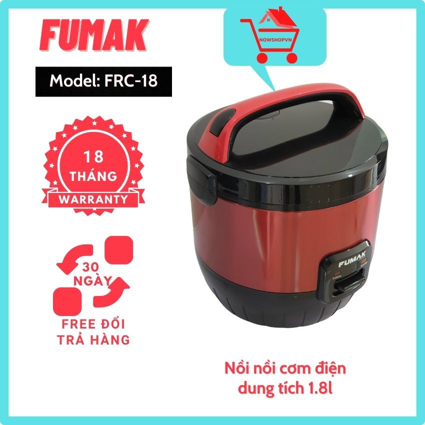 Nồi cơm điện Fumak Nhật Bản, Dung Tích 1.8L, Lòng Nồi Hợp Kim Nhôm 5 lớp chống dính. Bảo hành 18 tháng.