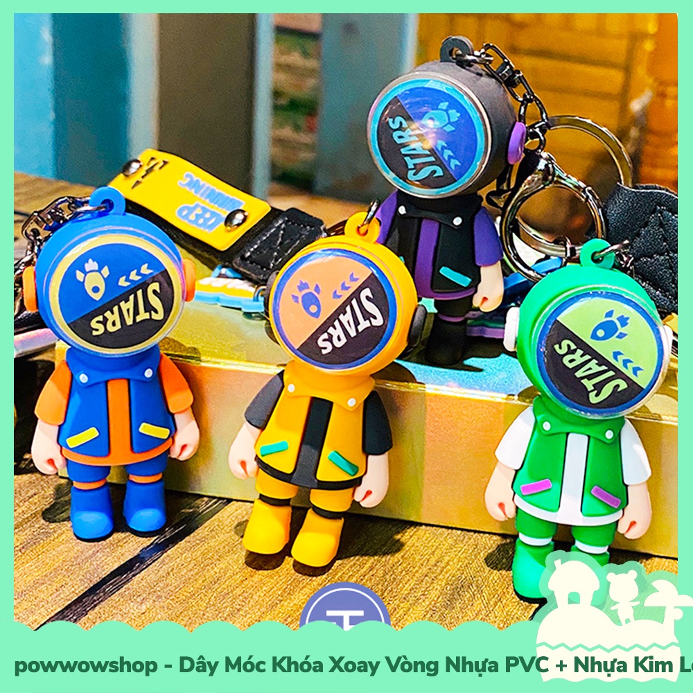 [Sẵn VN - Hỏa Tốc] Dây Móc Khóa Xoay Vòng Nhựa PVC + Kim Loại + Simili Mẫu Swimming Boy Stars