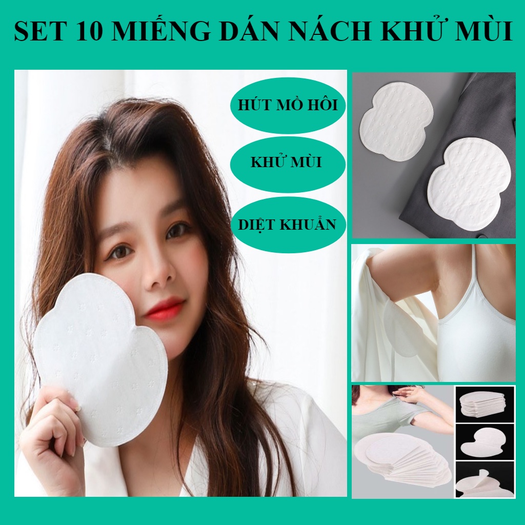 Túi 10 Miếng dán nách áo thấm mồ hôi ngăn ướt áo hiệu quả khử mùi hôi cho cả nam và nữ Giải Pháp Tối Ưu Trong Mùa Hè