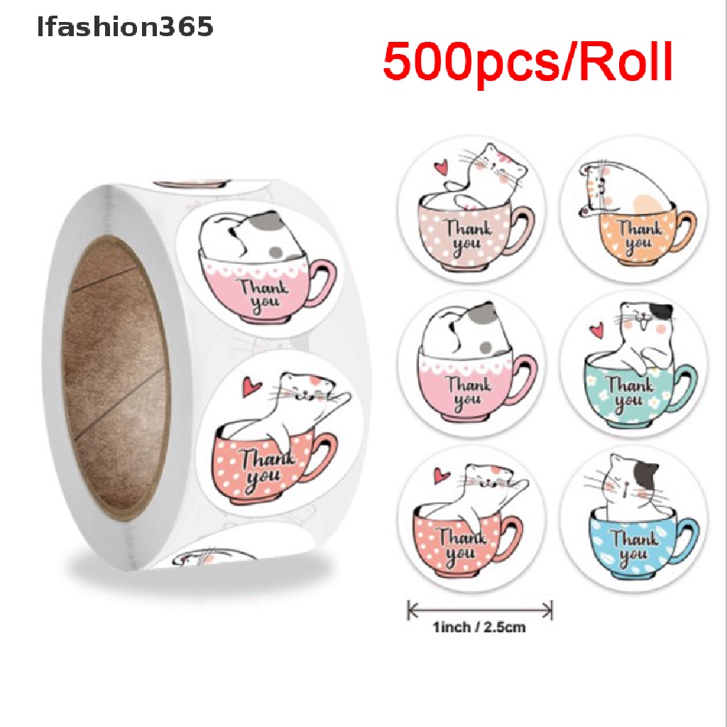 Set 500 miếng dán hình tròn in chữ Thank You trang trí quà tặng