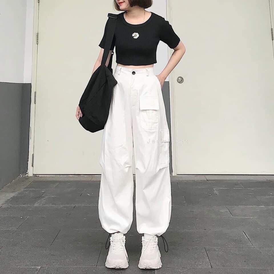 [ Mã FAMAYWA giảm 10K đơn 50K] Quần kaki trắng túi hộp chun gấu/ Quần Kaki Trắng - Quần Jogger Kaki Túi Hộp Trơn