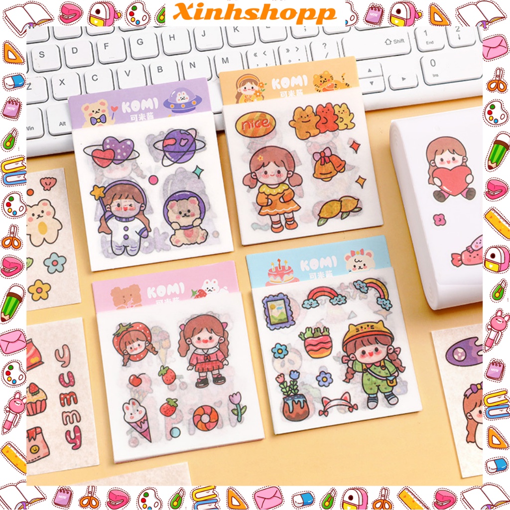 Set 12 Tấm Hình Dán Sticker Bé Gái