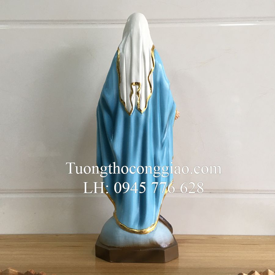 Tượng Đức Mẹ Ban Ơn 50cm gỗ vàng tâm phấn màu