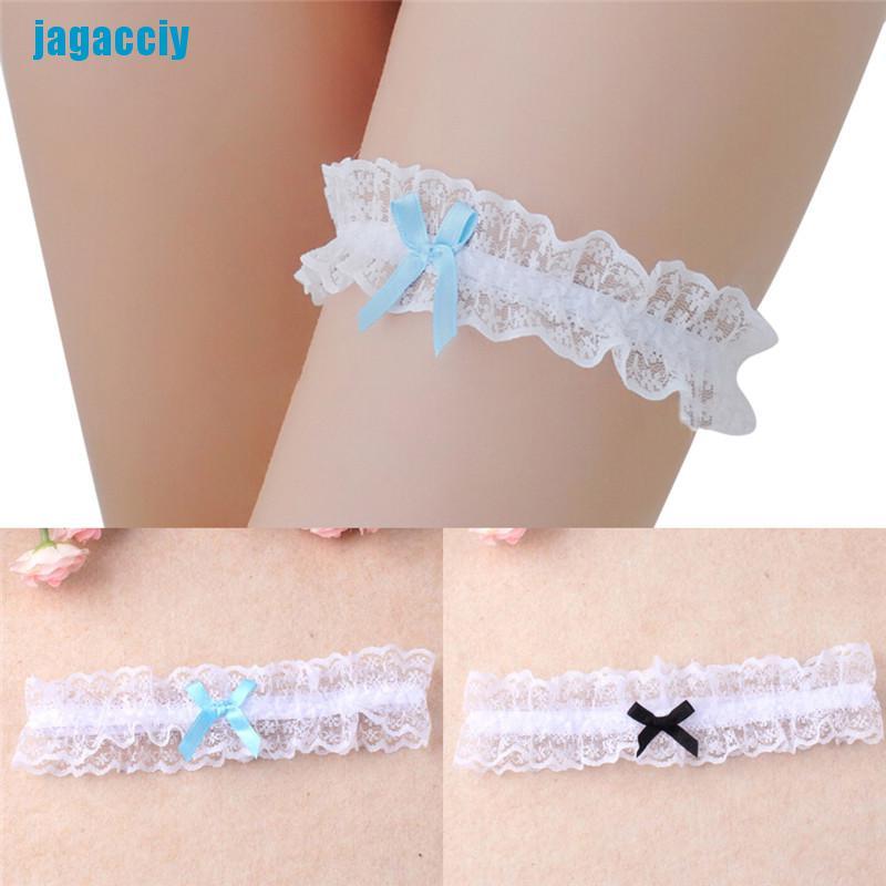 [jagacciy] Double Color Lace Ribbon Bowknot Wedding Bridal Hen Gift Garters Adjustable Sexy ggbo