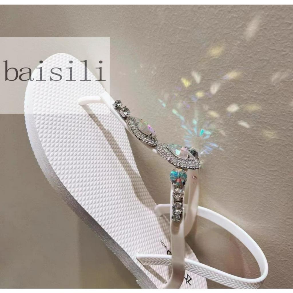 SANDAL BỆT BAISILI - GIÀY ĐẾ BẰNG QUAI KẸP ĐÍNH ĐÁ XOÀN PHONG CÁCH THỜI TRANG HIỆN ĐẠI BS230509