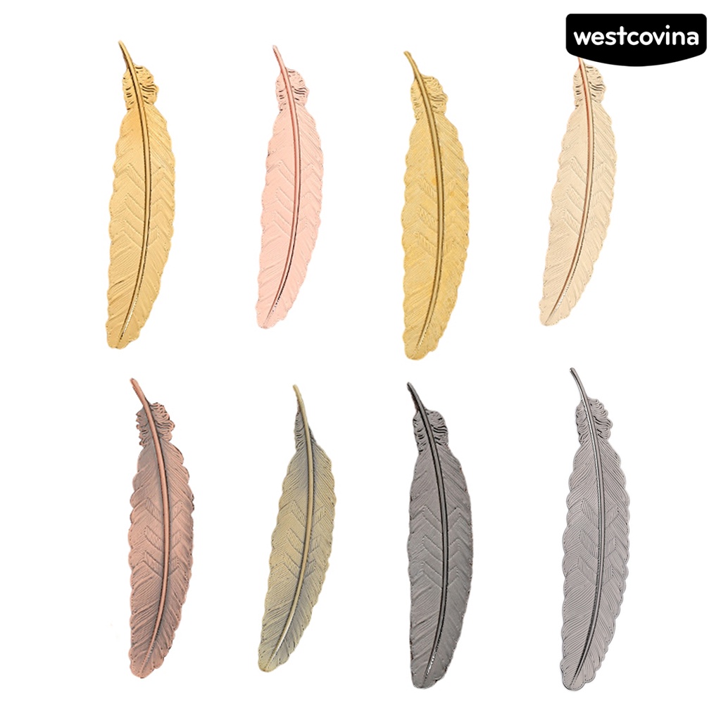 [Hot]✍Thẻ Đánh Dấu Sách Hình Lông Vũ Mạ Đồng Chống Phai Màu