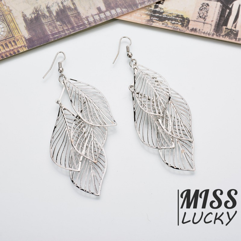 Khuyên tai nữ kiểu dáng chiếc lá phong cách châu Âu thời trang cá tính