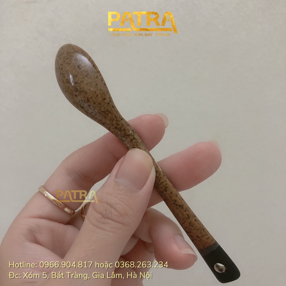 Thìa Cafe Gốm Bát Tràng Màu Nâu