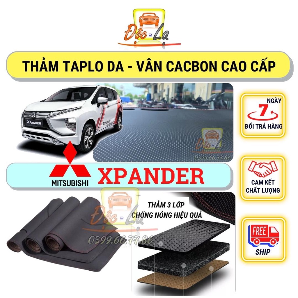 Thảm taplo Mitsubishi Xpander 2018 - 2021 vân Cacbon 3 lớp cao cấp, chống nóng, bảo vệ ô tô hiệu quả