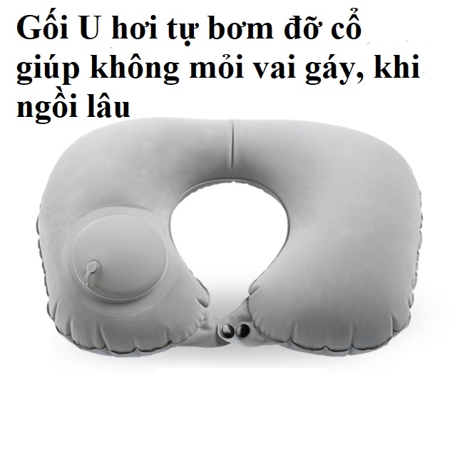 Gối hơi kê chân văn phòng 3 tầng tự bơm hơi du lịch có thể tự bơm 2 tầng hoặc 3 tầng tùy ý