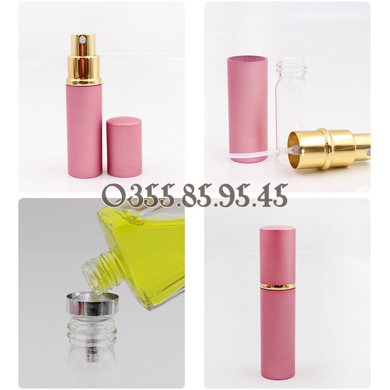 Chai rỗng chiết nước hoa dạng xịt 5ml, vỏ nhôm xịn 2 lớp - chai thủy tinh, lọ chiết nước hoa, ống chiết nước hoa